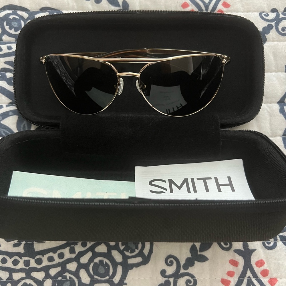 SMITH Black and Silver Aviator Sunglasses
